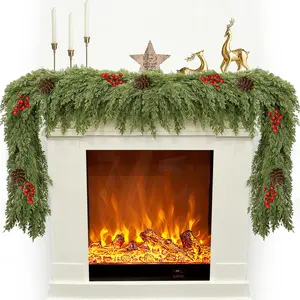 6FT Artificial Cedar Christmas Garland for Mantle Christmas Decorations Real  Realistic Greenery Faux Pine Garlands for Xmas  Decoration  Winter Indoor Outdoor Garland Door Decor