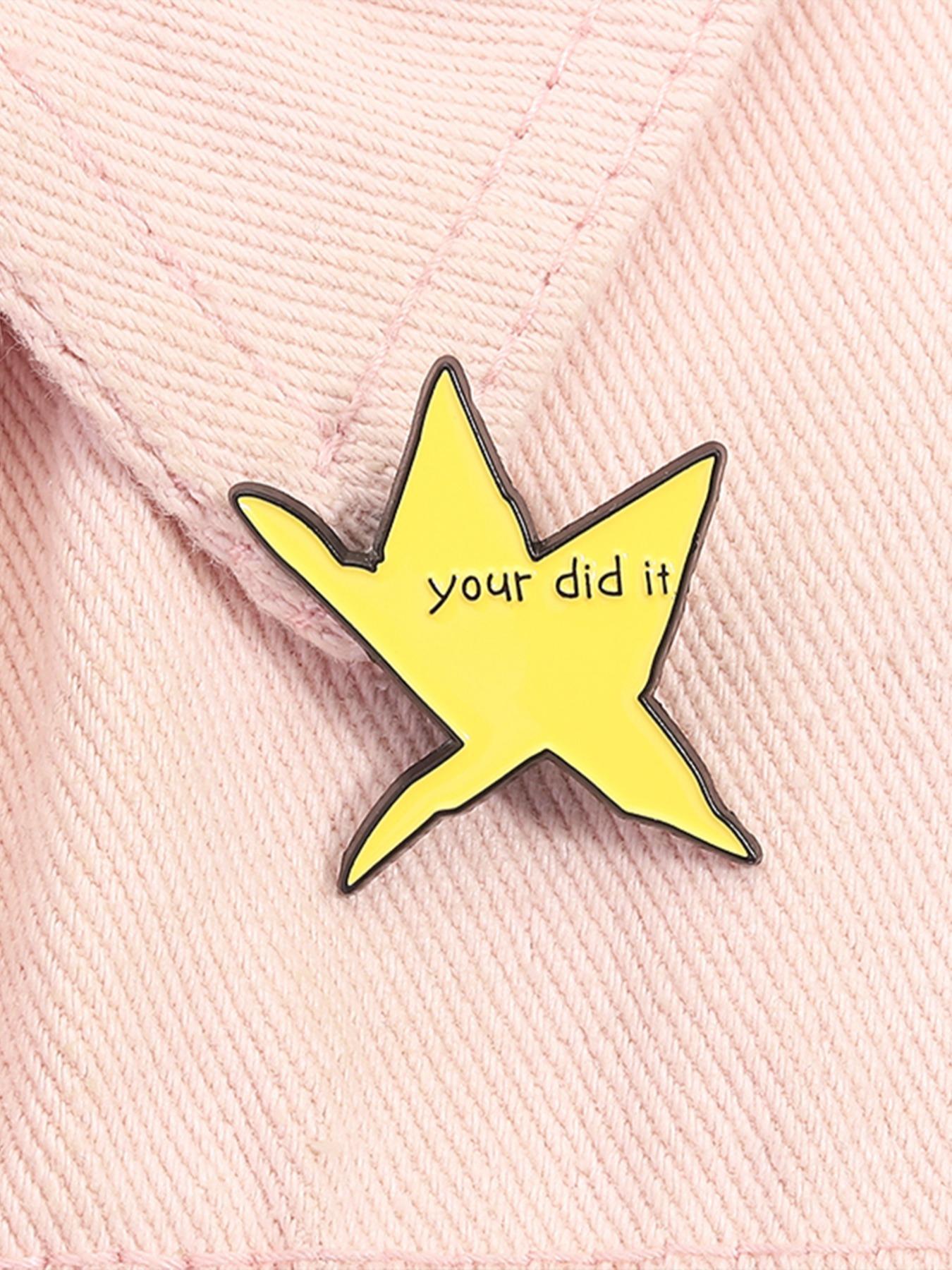 Star Shaped Brooch, Letter Pattern Enamel Pin Hat Pins Suitable for Backpacks, Jeans, Scarves, Hats Decoration, Trendy All-match & Exquisite Brooch for Birthday Gift