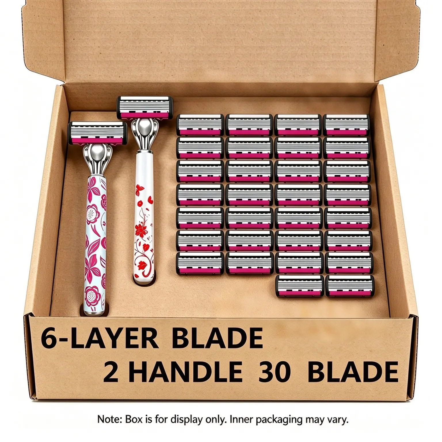 Unisex 6‑Layer Manual Razor Set, Reusable Handle with Replaceable Razor Heads, Multipurpose Shaving Tool for Men Women, Home Body Shave Kit, Shaving Razors