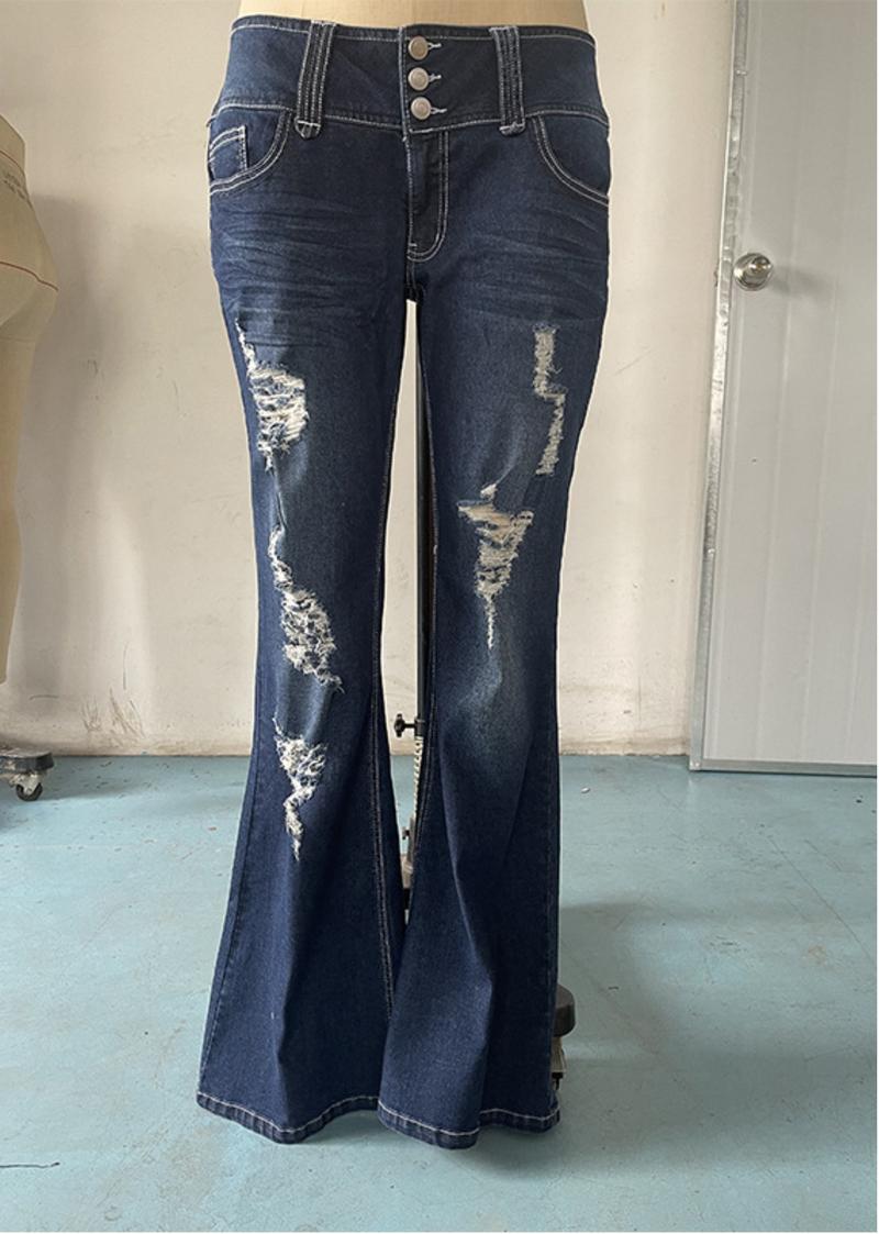 2025 Summer New Low Waist Vintage Ripped Button Jeans Purple Denim Tears Streetwear jean baggy jeans