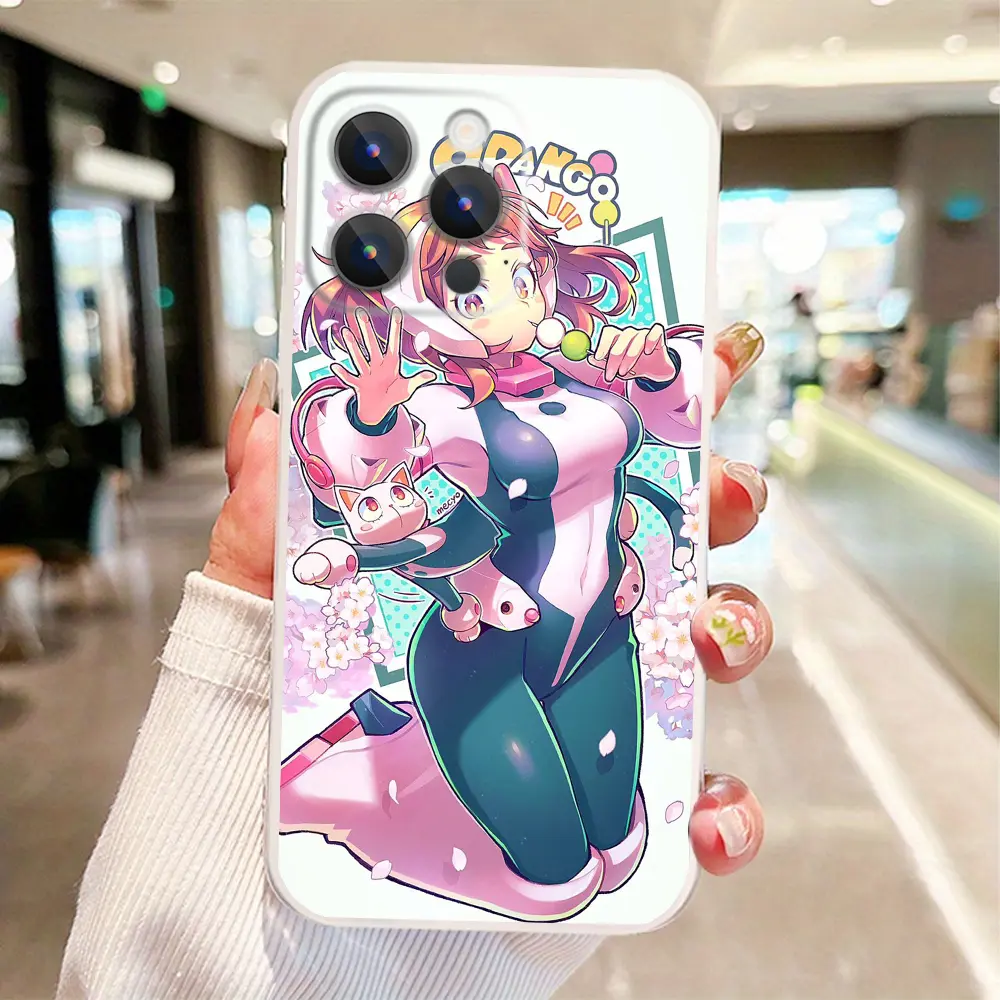 My Hero Academia Ochaco Uraraka Himiko Toga Colorful TPU Phone Case - Flexible, Shockproof, Impact Buffer, Resistance Soft Casing for Multi-Size Various iPhones 17,16,15,14,13,12,11,Pro,Max,Plus Cellphone Accessory, Personalized, Iphone 17
