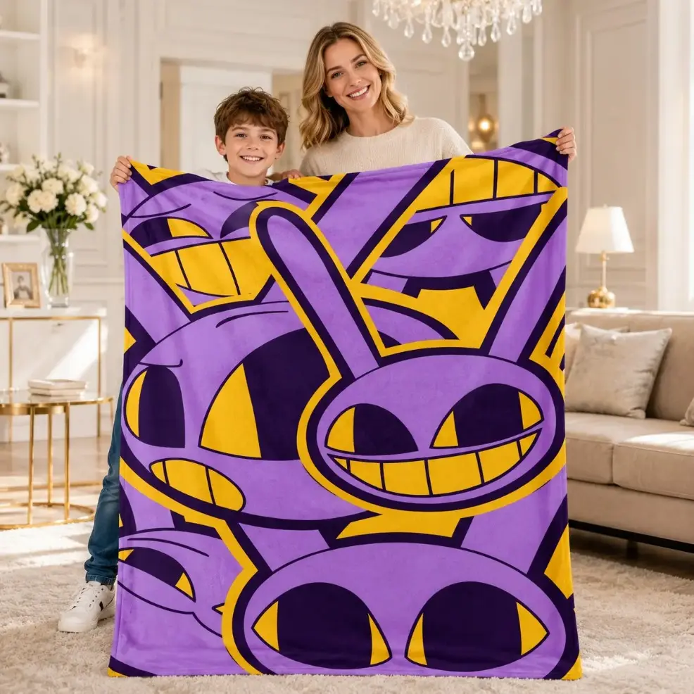 Jax Amazing Digital Circus Themed Flannel Baby Blanket Adult Blanket, Cute Cartoon Pattern Throw Blanket, Warm Cozy Blankets for Sofa Chairs Bed Office Home, Ideal Birthday Holiday Housewarming Gift for Cartoon Fans birthday gift