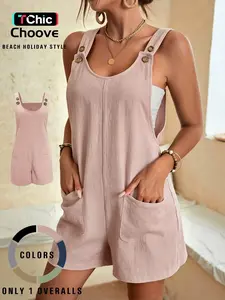 Summer Women's Shorts Overall Pants, with Pocket, Adjustable Shoulder Straps, Comfortable and Stylish, Perfect for Daily Wear