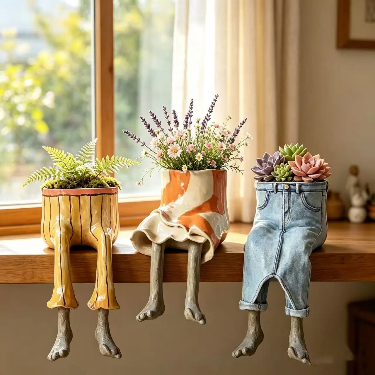 Creative Furniture Flower Pot, Planter Pots, Cute Plant Pots, Unique Lower Body Planter Decor, Stylish Home Ornament, Perfect for Indoor Plants, Enhance Your Living Space