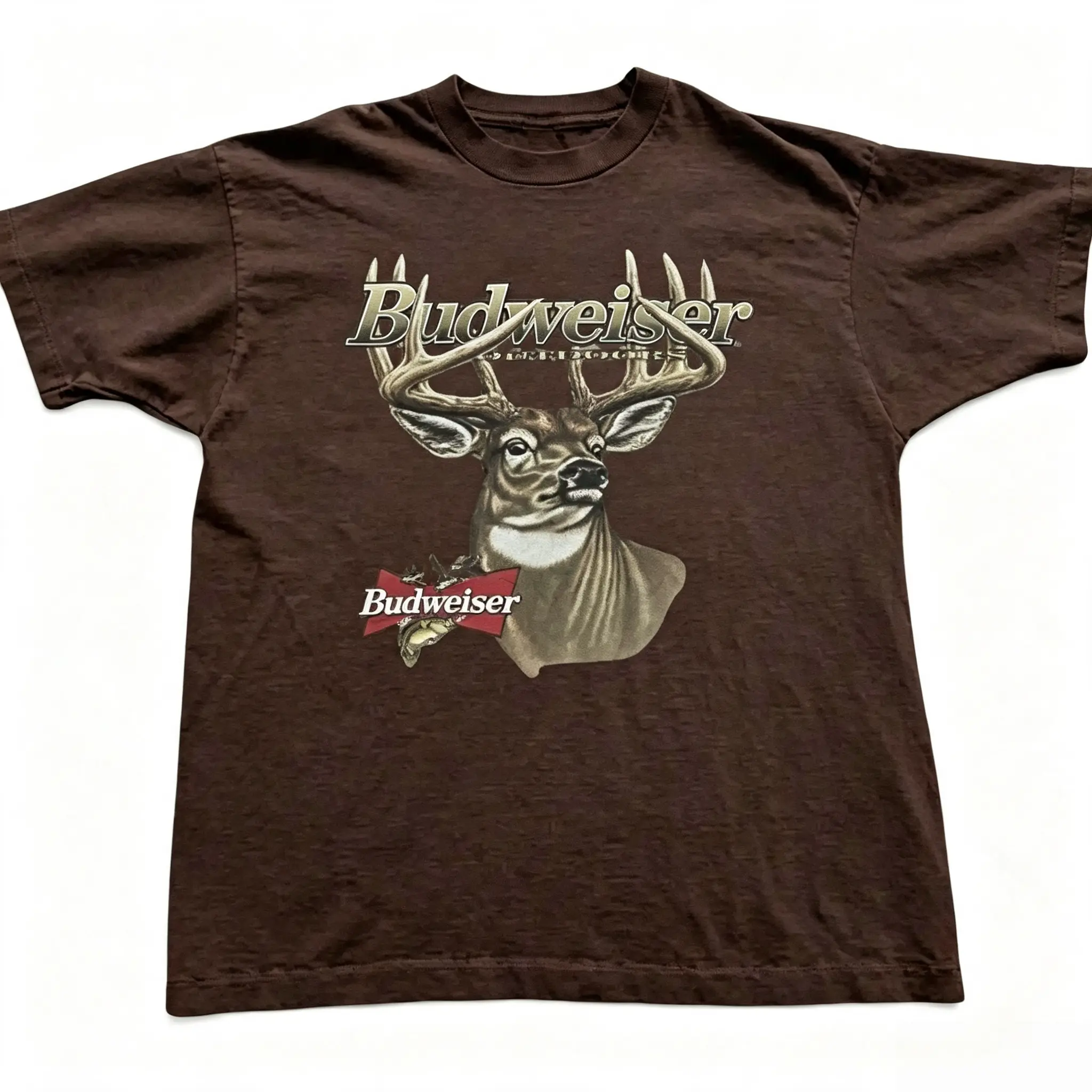 Budweiser Deer T-Shirt, Buck Wildlife Beer Graphic Tee, Vintage Hunting Shirt, Country Outdoors Tee, Unisex Brown Cotton Shirt