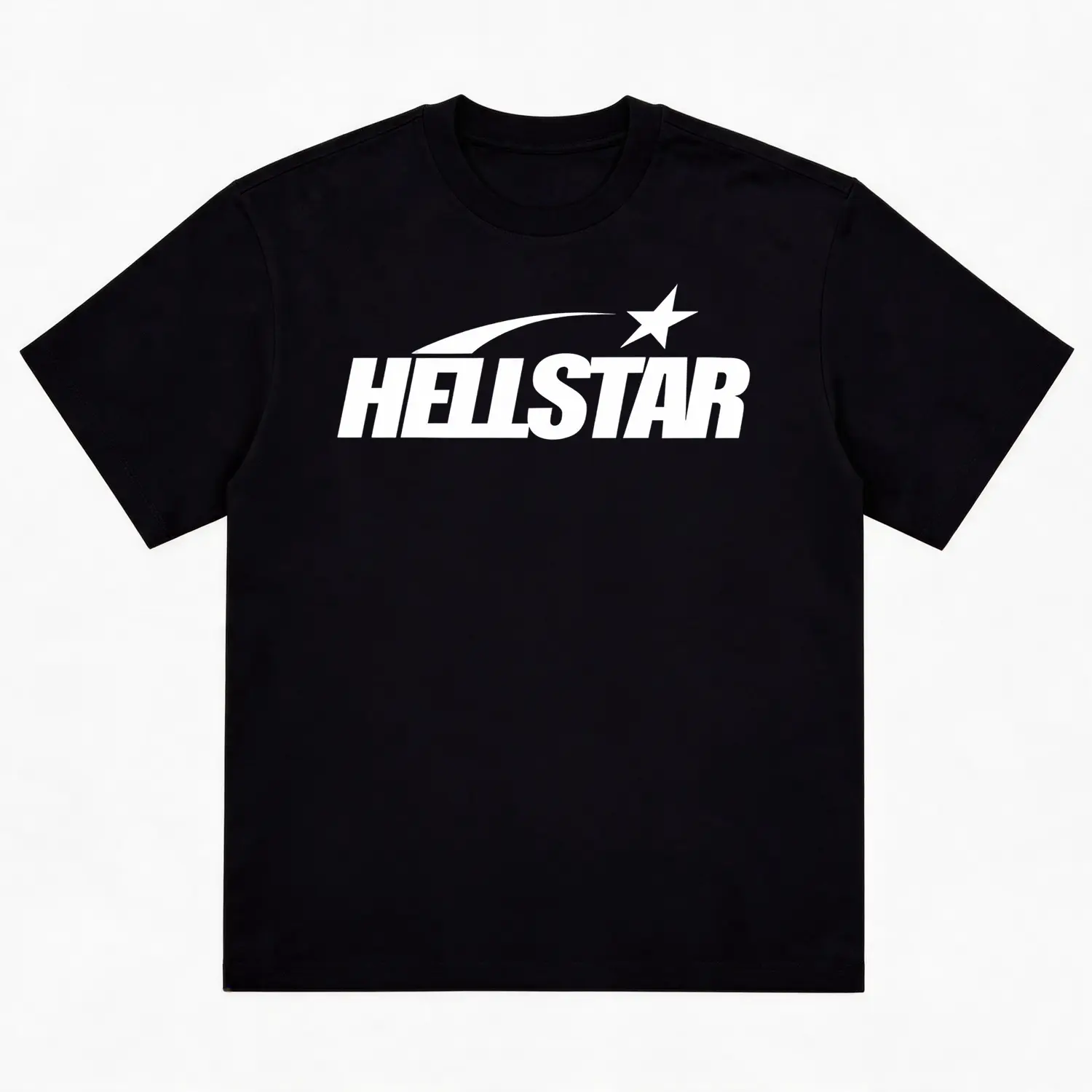 Menswear Short-Sleeve Oversized Cotton Fabric T-Shirt - Round Neck, Regular Fit, Distressed Circle Flame Human Profile Star Back Print, Soft Breathable, Dark Streetwear Unisex Top for Indie Aesthetic Daily Outfit