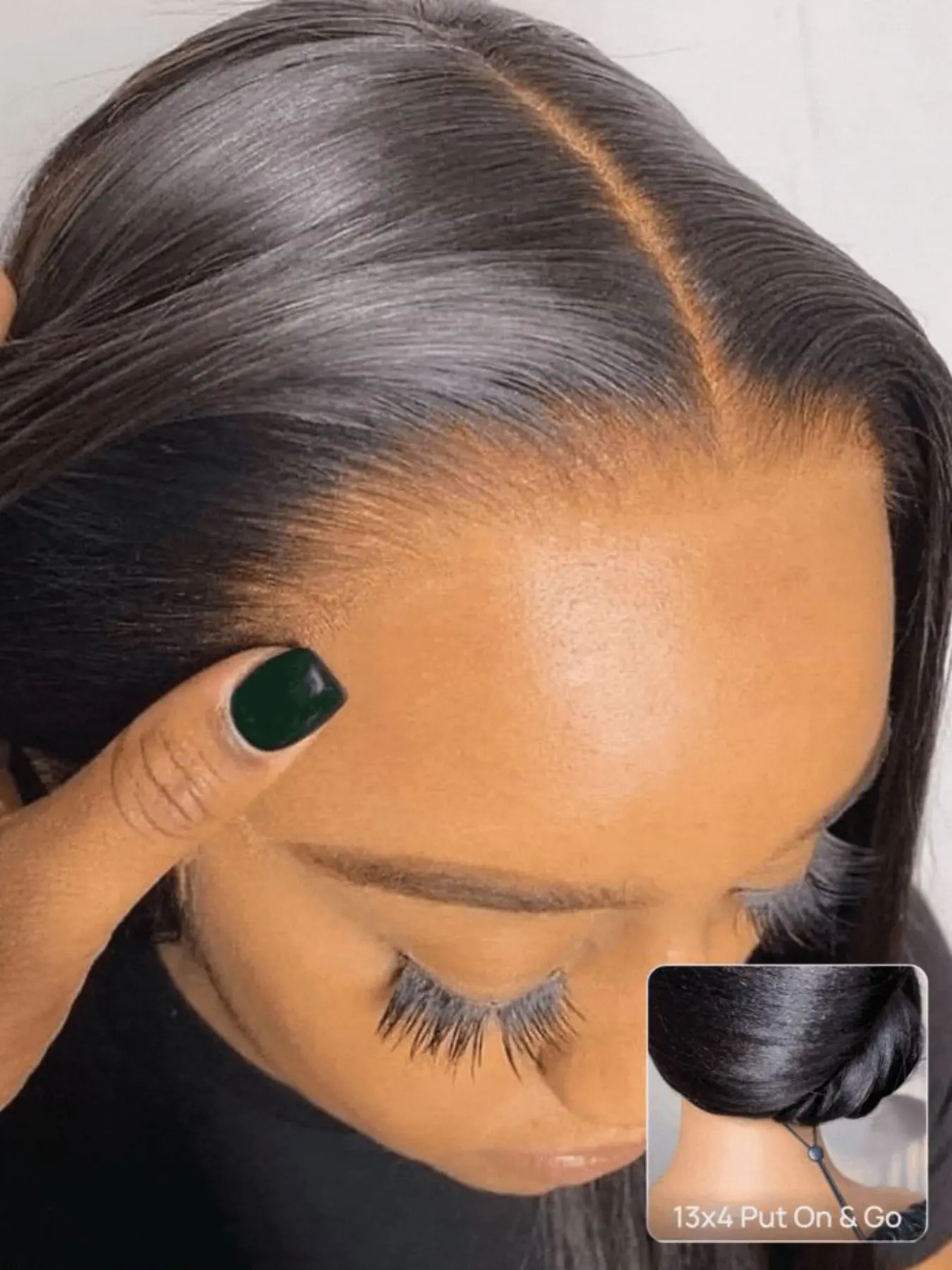 Drawstring Glueless Brazilian Human Hair Wig, Straight 13x4 Lace Front Wig for Women, 100% Real Hair, Pre-Plucked Natural Hairline, HD Transparent Pre Cut Lace, 180 Density
