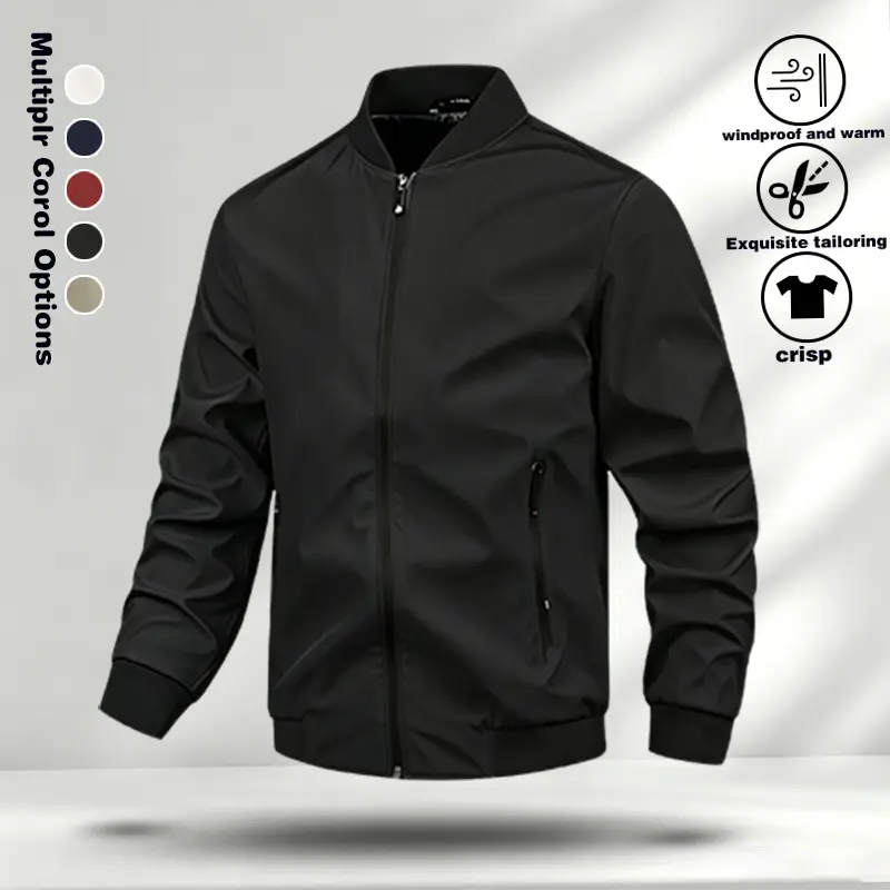Men's minimalist stand up collar baseball jacket, commuting business thin jacket, multi-color versatile jacket