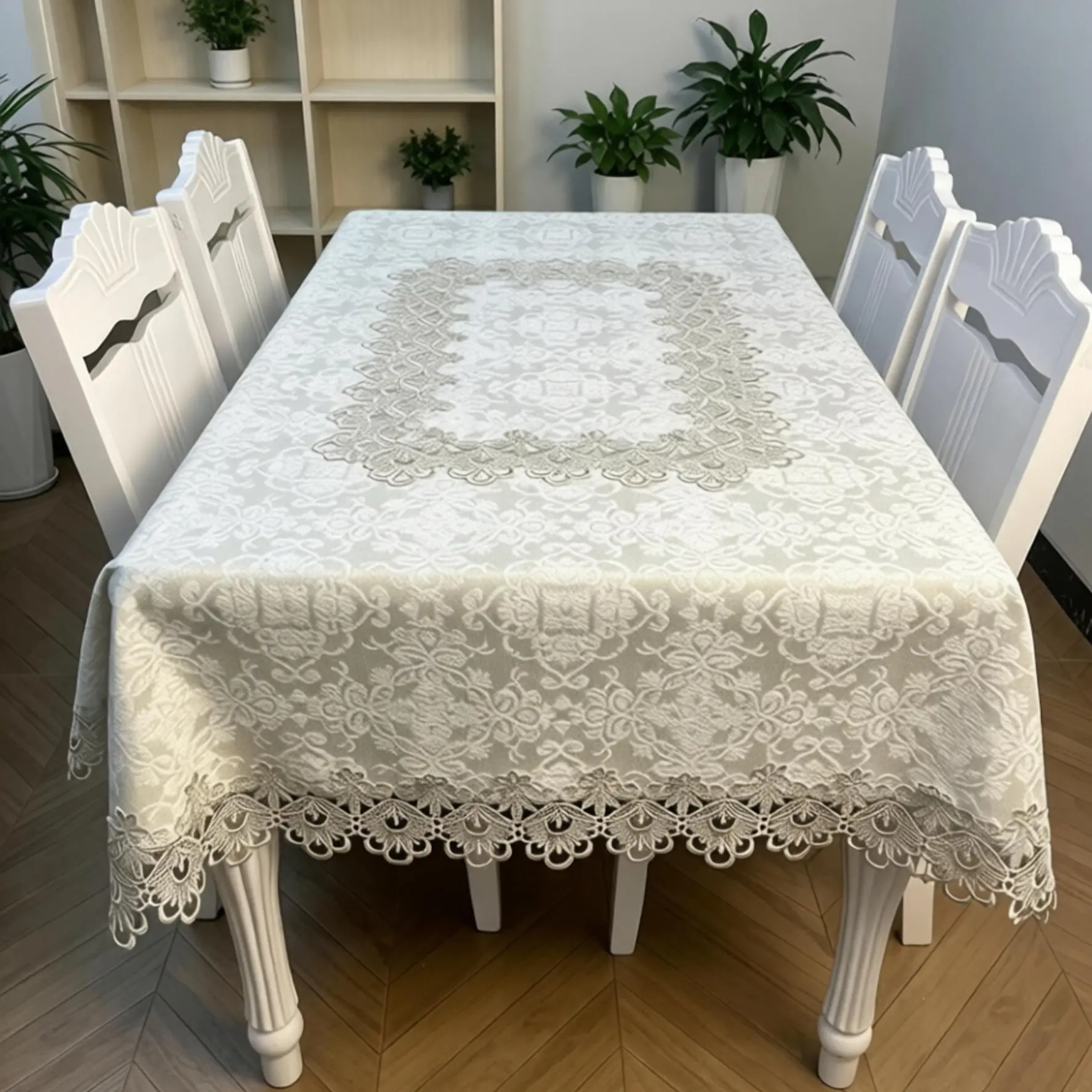 Embroidered Tablecloth, Durable Heat-Resistant Easy-Clean Rectangular Cloth, Ideal for Kitchen Living Room Cafe, Multiple Sizes Available