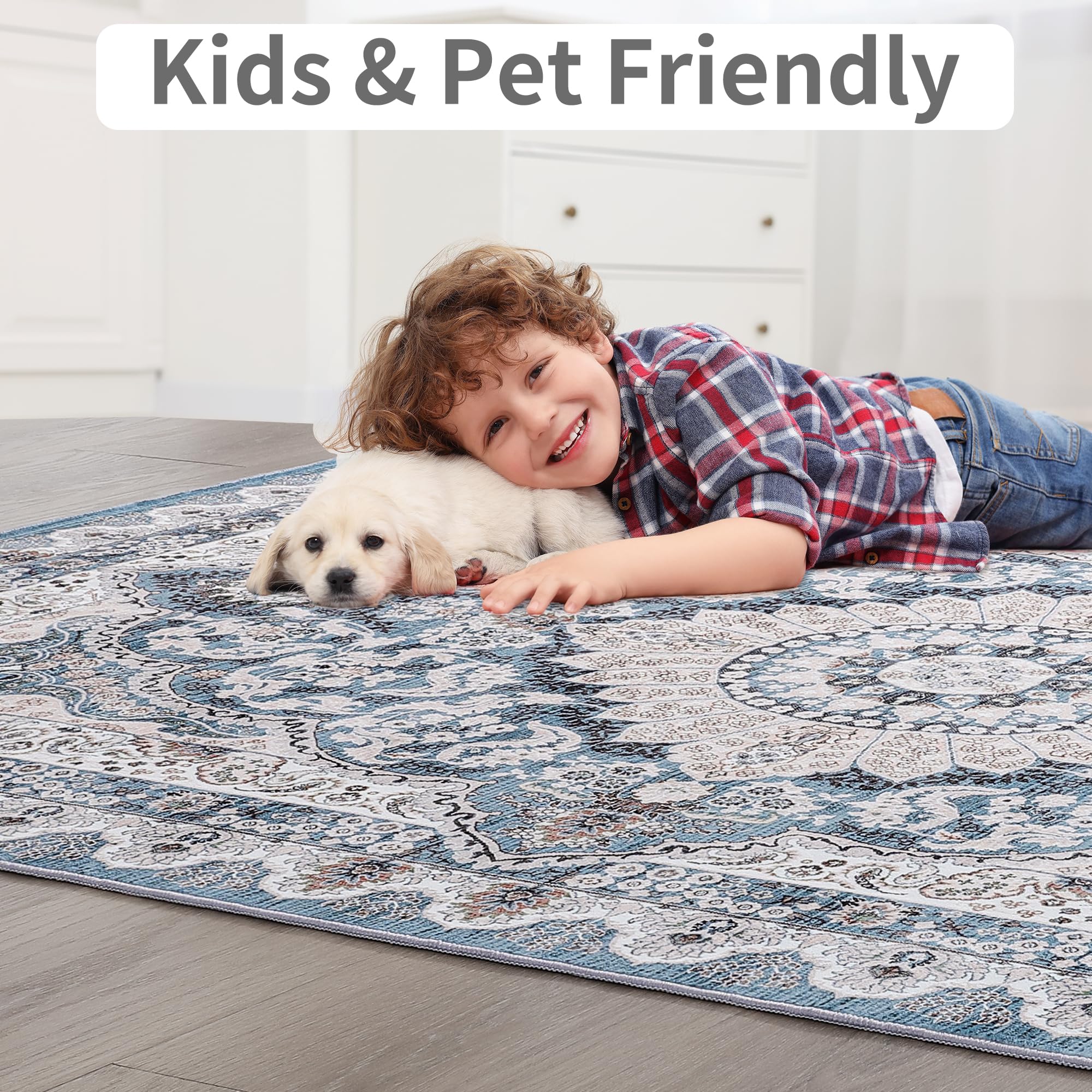 8x10 Area Rugs for Living Room, Machine Washable Vintage Rug, Non-Slip Low Pile Throw Rugs with Rubber Backing Washable Carpet for Bedroom Dining Room Kitchen Home Decor, Blue, Purple, Brown, Green,4x6, 5x7, 6x9, 8x10 Feet 8x10 Area Rugs for Living Room, Machine Washable Vintage Rug, Non-Slip Low Pile Throw Rugs with Rubber Backing Washable Carpet for Bedroom Dining Room Kitchen Home Decor, Blue, Purple, Brown, Green,4x6, 5x7, 6x9, 8x10 Feet