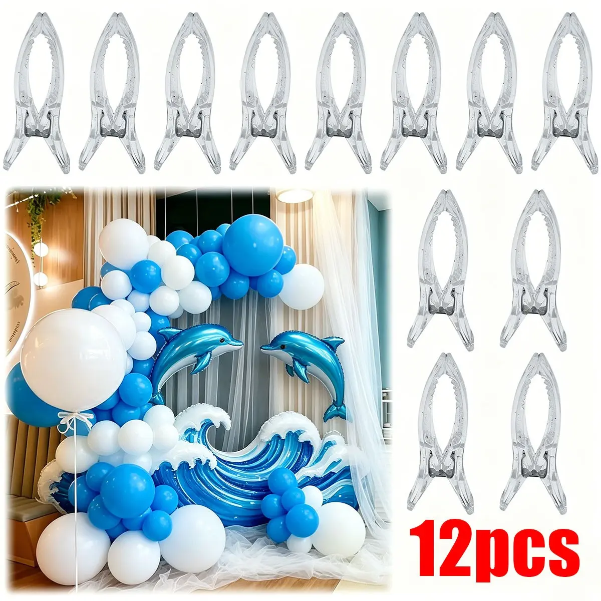 12pcs Transparent Plastic Spring Clips Large Size, Durable High Load Multi-Function Ideal Clamps, Party Decor, Craft, Woodworking, Photography