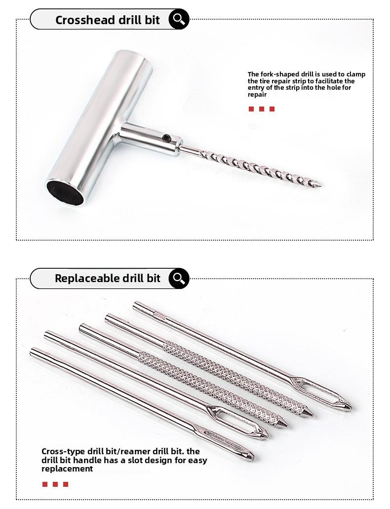 Emergency Tire Repair Kit - Portable Car Flat Tire Puncture Fix Tool Set for Roadside Rescue