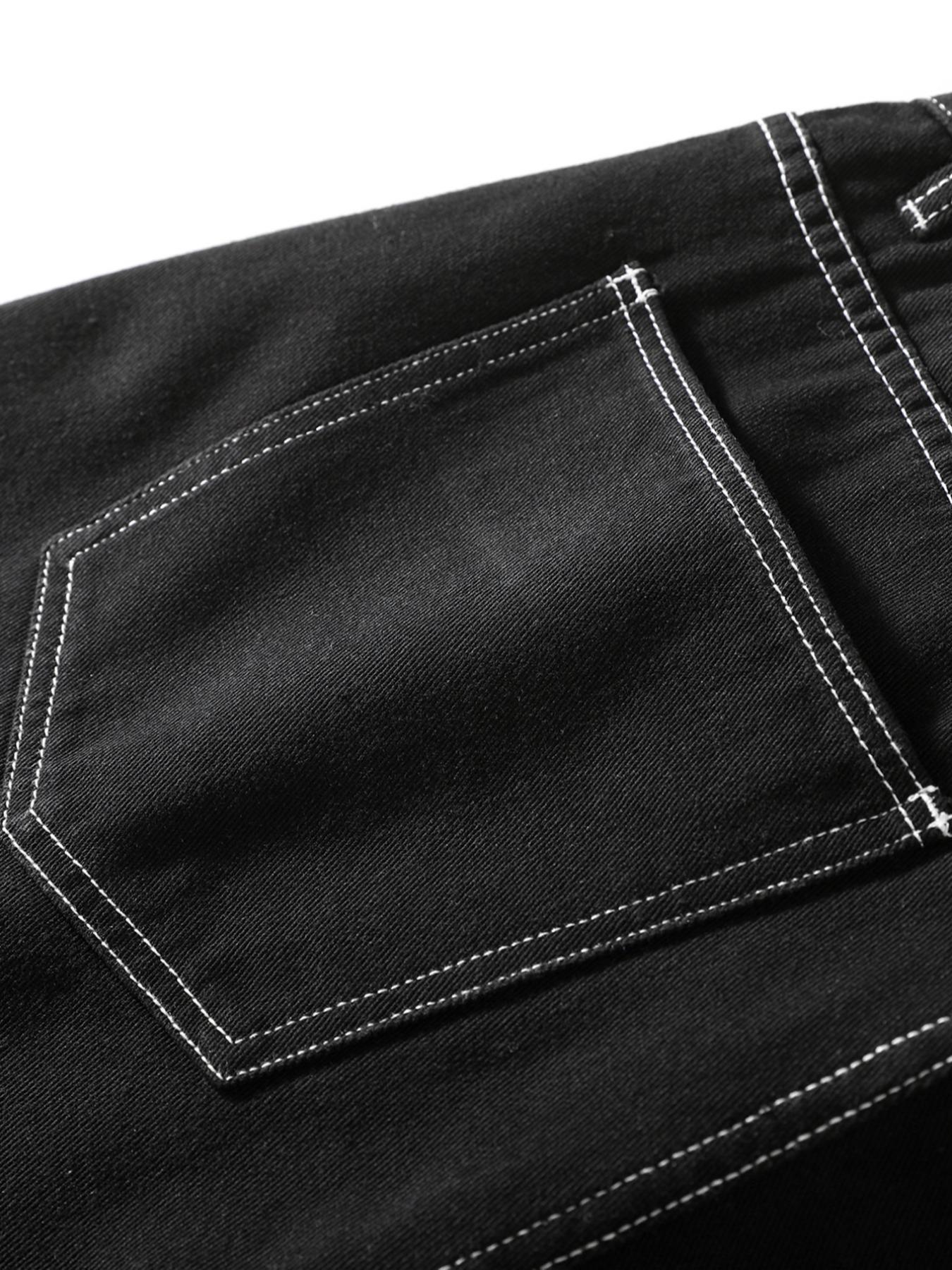 Men's Solid Color Wide Leg Slouchy Jeans, Loose Casual Comfy Denim Trousers for Daily Wear, Fashion Men's Bottoms for All Seasons