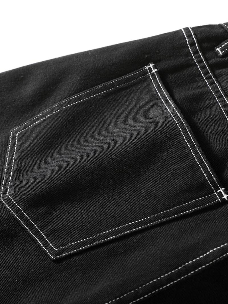 Men's Solid Color Wide Leg Slouchy Jeans, Loose Casual Comfy Denim Trousers for Daily Wear, Fashion Men's Bottoms for All Seasons