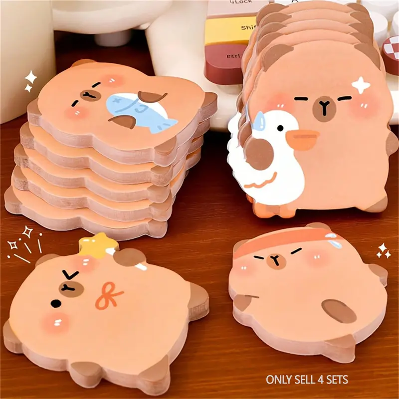 240 Capybara-Shaped Sticky Notes, Easy-Tear Design, Ideal for Reminders & Notes, Perfect for Office, School, Easter, Parties, Stickers