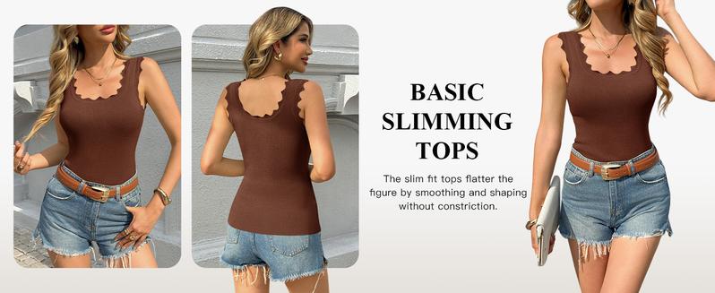 Saodimallsu Womens Ribbed Knit Tank Top Summer Sleeveless Square Neck Casual Basic Slimming Sweater Vest Tops