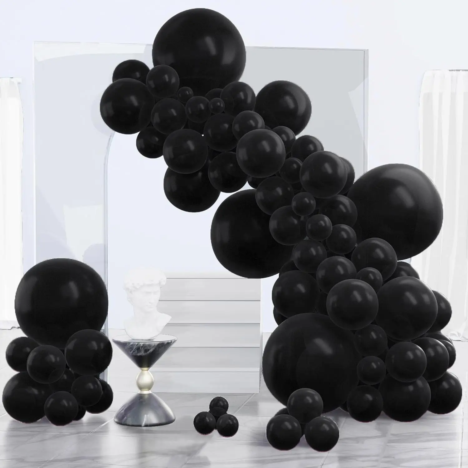 Black Balloons 140 pcs Different Sizes of 18 12 10 5 Inch Black Balloons Arch Kit Garland  Baby Shower Birthday Graduation Casino Gaming Anniversary Retirement Party Decorations Black-Y18 New model