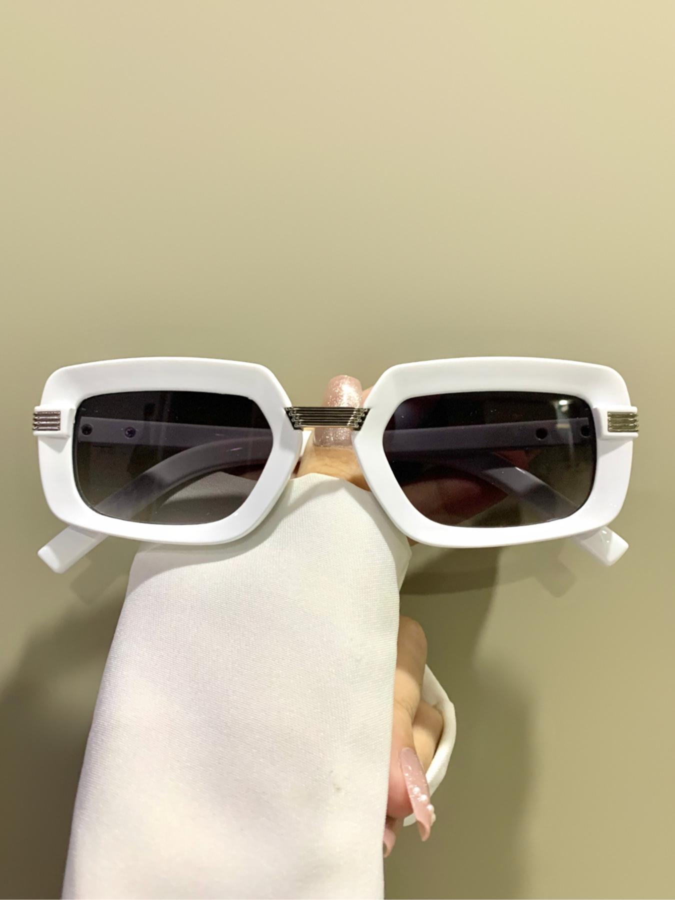 Unisex Vintage Rectangle Frame Glasses, Trendy Casual Glasses for Everyday Use, Fashion Accessories for Outdoor Activities