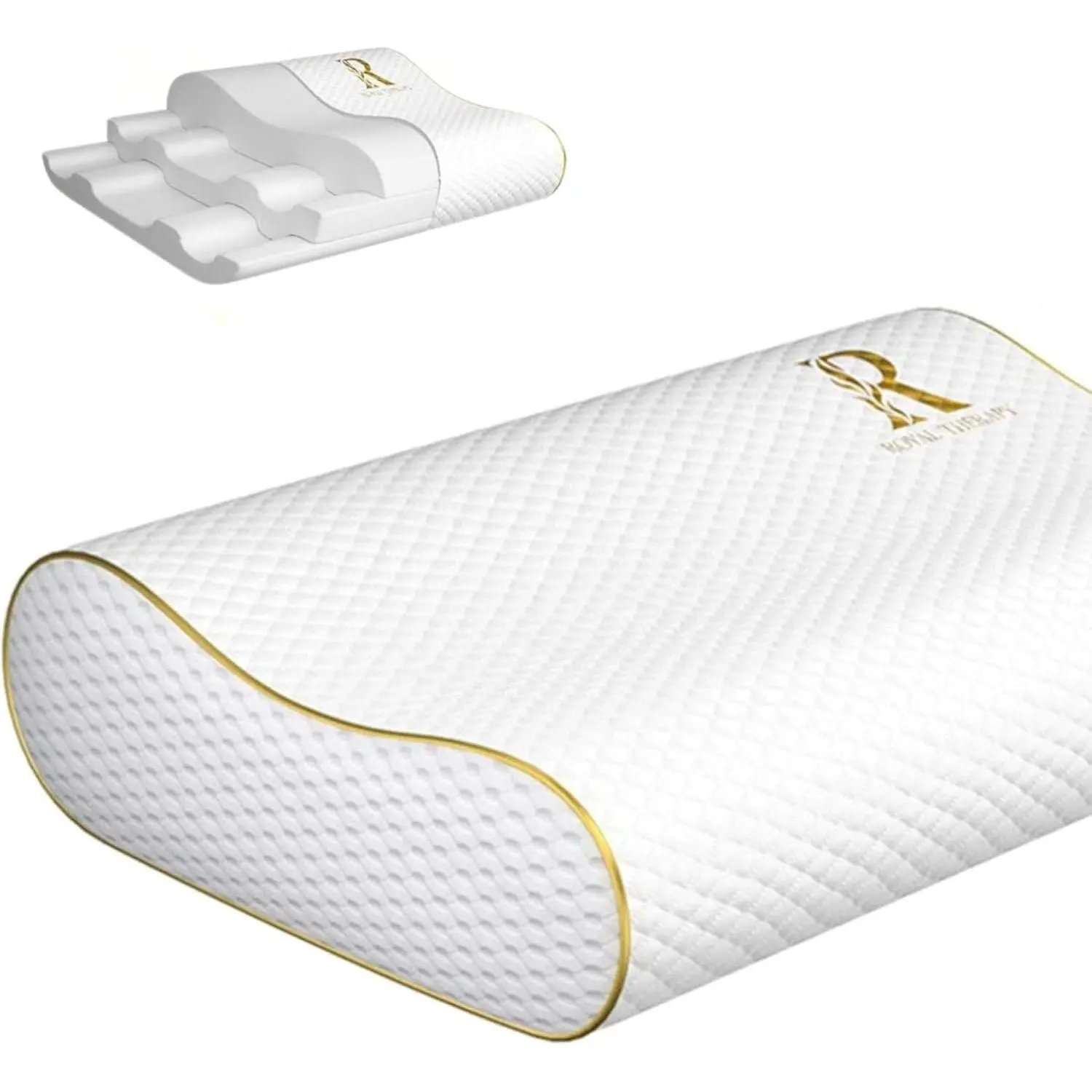 Memory Foam Cervical Pillow - Queen Size Neck & Shoulder Pain Relief Pillow for Side/Back Sleepers, 24x14x5"