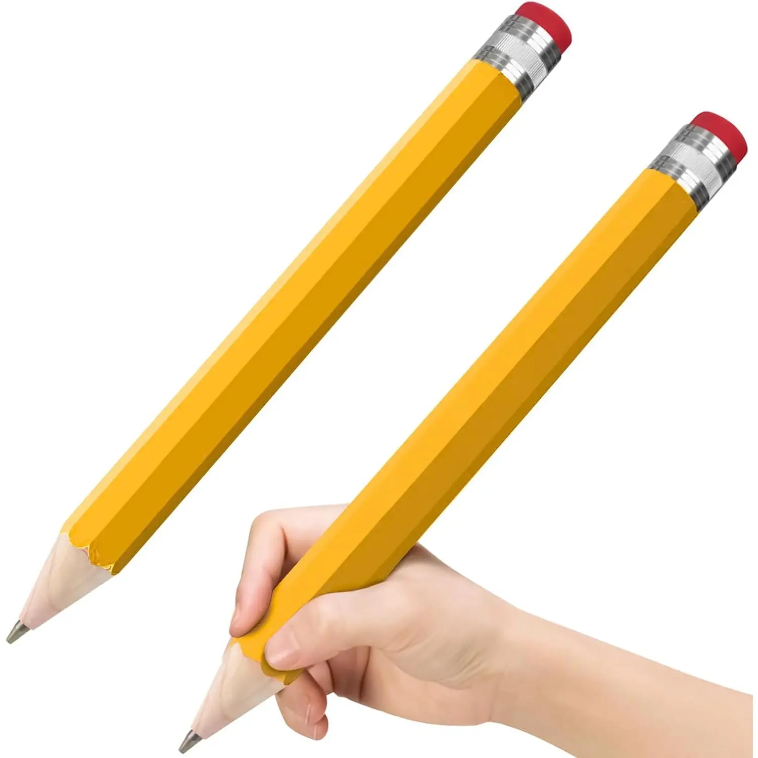 Wooden  Pencils 13.3'' Funny Giant Pencil For Party Favors Novelty Large Pencil For School  Office Prop Supplies 2 count Blue Yellow