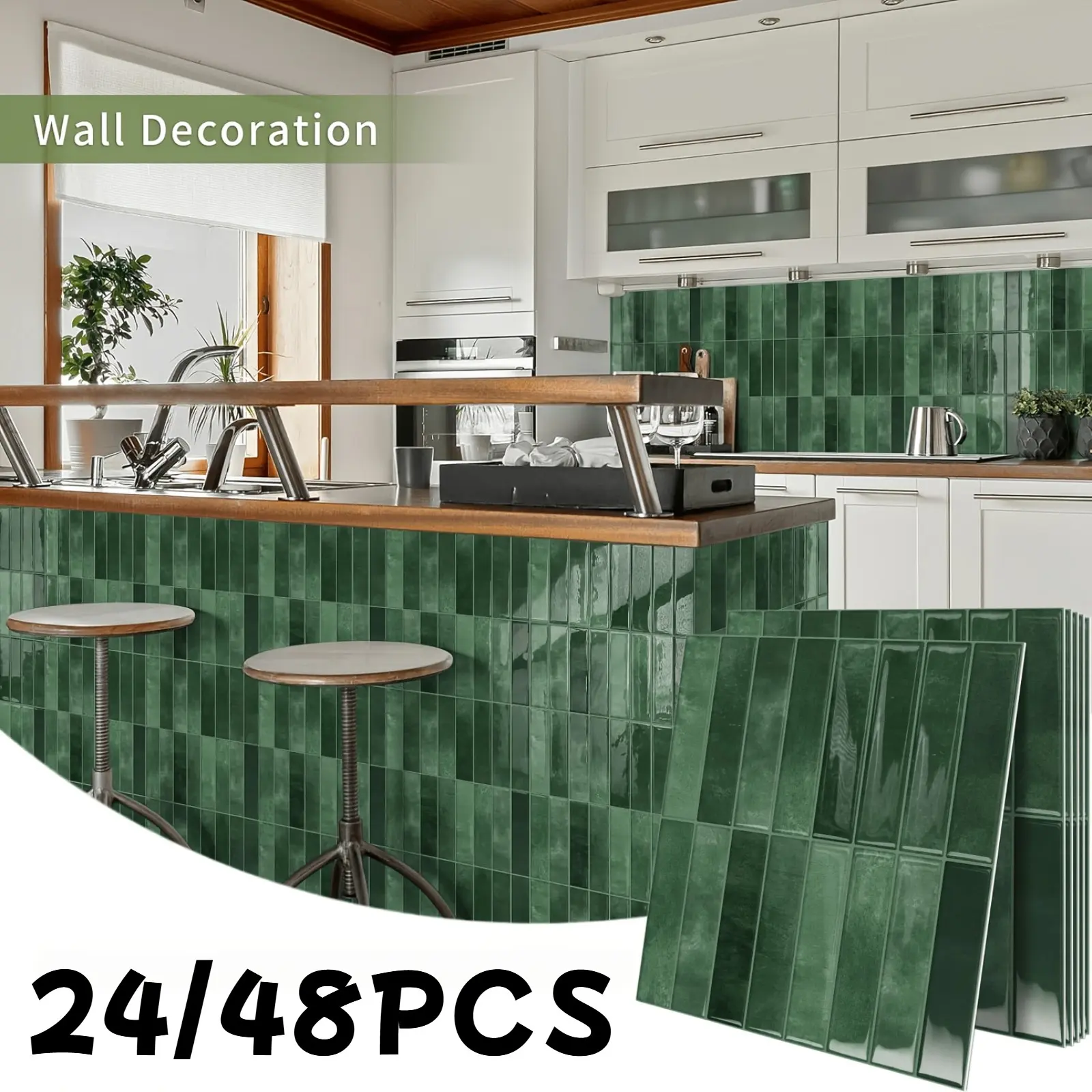 24/48pcs 3D Marble Epoxy Self-Adhesive Wall Stickers, Thickened & Wear-Resistant, Waterproof & Oil-Proof, Removable No Residue, Easy Apply & Clean, for Kitchen Backsplash, Bathroom Countertop, Living/Bedroom Wall, Ceiling & Laundry Home