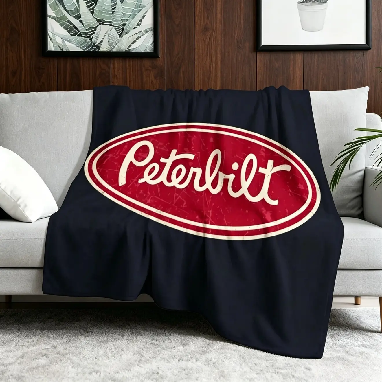 Peterbilt Truck Racing Vintage Throw Blanket, Soft Plush Big Blanket for Kids & Adults, Multi-Purpose Air Conditioning Blanket for Bed, Sofa, Travel, Baby Use, Cozy Decorative Home Blanket, Birthday, Christmas, Father's Day Gift #SummerWins