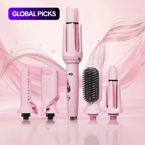 5-in-1 Automatic Hair Curler Set, Multifunctional Hair Styling Tools, Rotating Curling Iron with 25mm Wands, Hair Straightener, Hair Styler Set, Heated Curler
