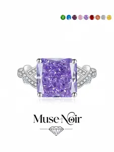 "Amethyst Interweave" Luxury purple high-carbon diamond ring with dazzling ice flower cut and adjustable band. Great gift for dates and weddings, perfect for daily wear, vacations and formal dinners.
