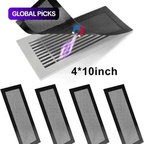 4-Pieces Magnetic Air Grilles, Removable Washable Filters for Ceiling & Floor Openings, Dust/Pet Hair/Debris Protection, Easy-Install Energy-Saving Quiet Covers for Home Use