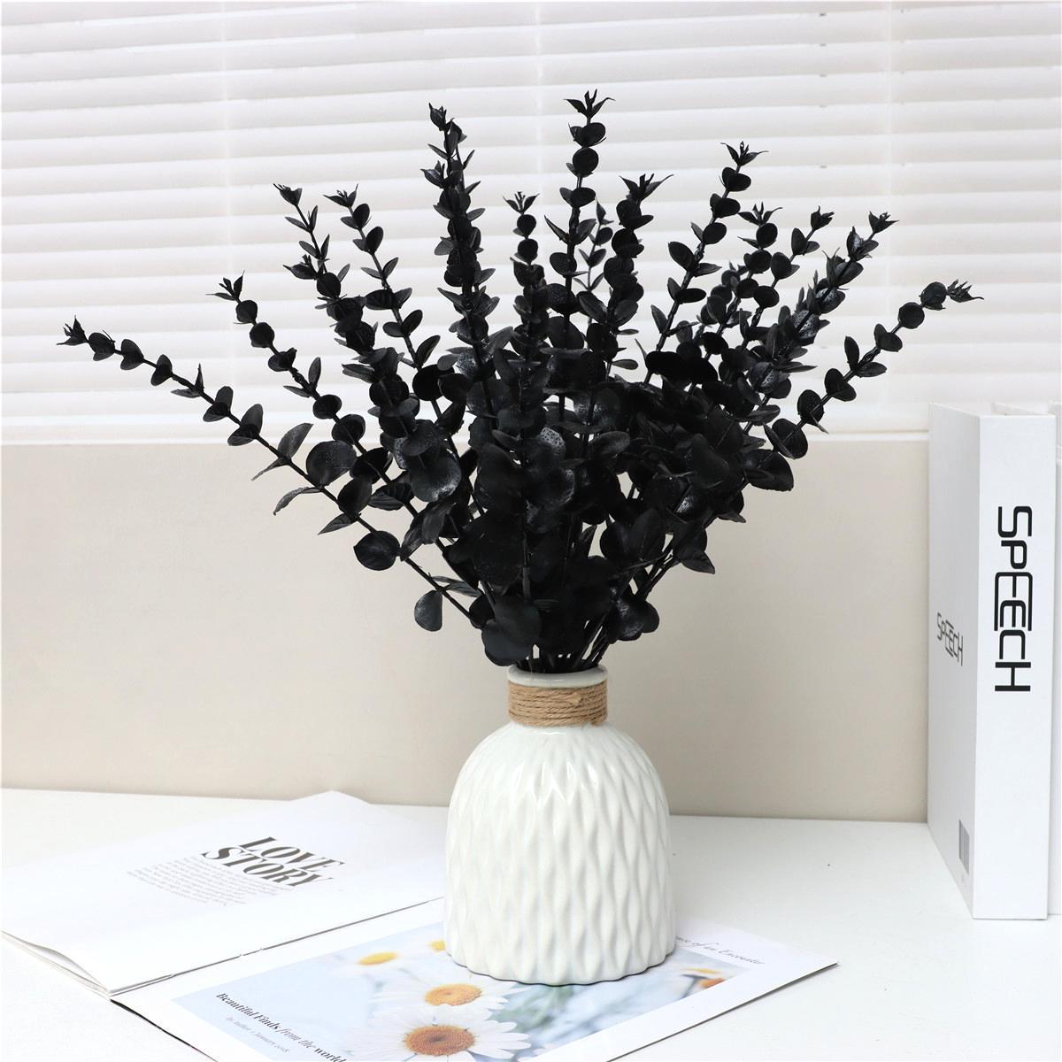 Artificial Plastic Eucalyptus Leaves Bunch Branch For Wedding & Home Decor, Artificial Faux Greenery, Artificial Faux Plants, 24pcs/bunch Fake Eucalyptus Leaves Bunch for Romantic Bouquet Decor