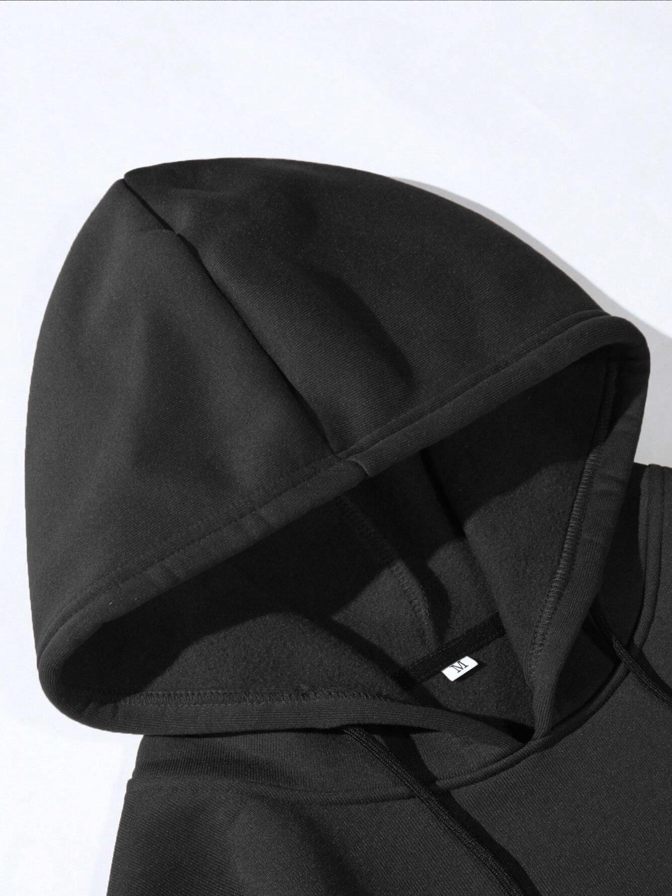 Men's Car & Letter Print Drop Shoulder Hoodie, Casual Sports Hoodie, Fashion Casual Regular Fit Drawstring Pocket Hooded Sweatshirt for Daily Holiday Outdoor Wear, Men's Clothes for Fall & Winter