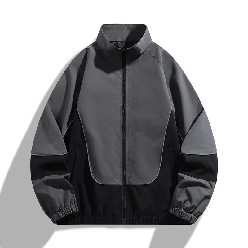 Men's Stand Collar Colorblock Windbreaker Jacket Full Zip Piping Trim Track Coat Lightweight Casual Streetwear Techwear Male Clothing Apparel cozy soft cool clean chic active sporty casual premium classic stylish durable trendy relaxed comfy vibe 2-Colors
