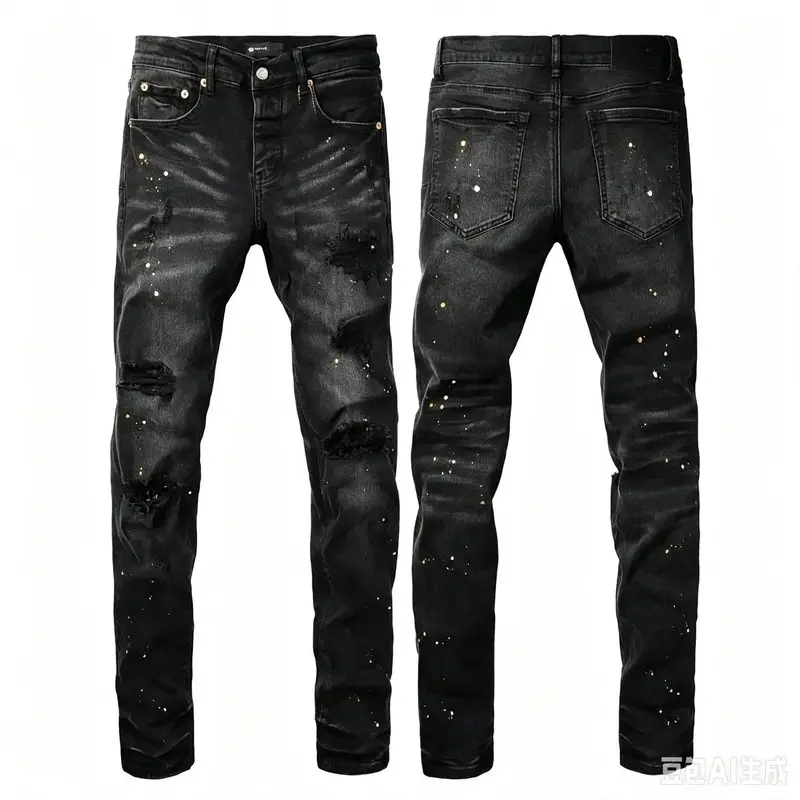 Purple Jeans Paint Hole Black 9045 2026 New Fashion Trend Quality Jeans men Streetwear Pants