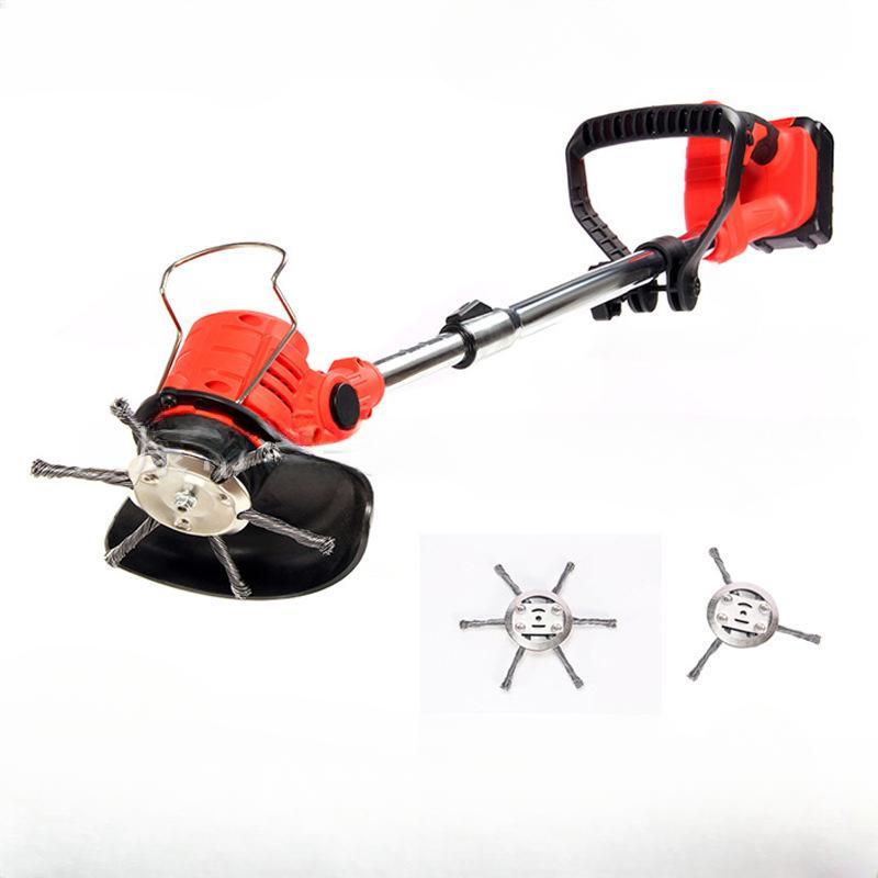 Small Lithium Battery Weed Wiper Brush, Universal Garden Grass Cutter, Fits 6-10 Inch Trimmer Blades, Rotating Steel Wire Weed Whacker Head