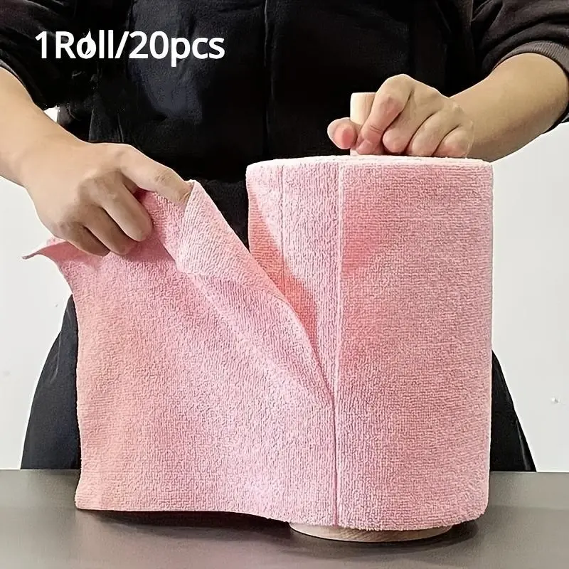 Hand-Tear Towel Roll, Thick Dual-Use Microfiber Roll, Tear-Off Cleaning Cloth, Soft Cleaning Towel, Durable & Convenient Cleaning Tool