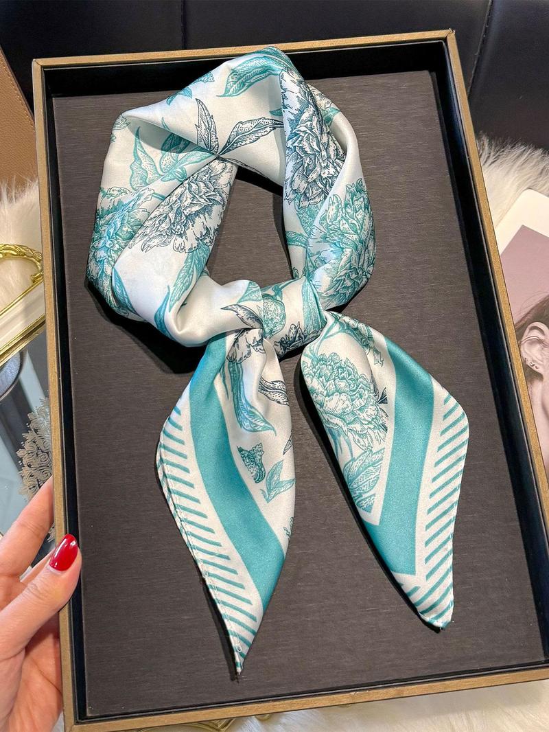 Women's Ditsy Floral Print Square Scarf, Casual Soft Comfortable Shawl for Daily Wear, Fashion Accessories for Women & Girls