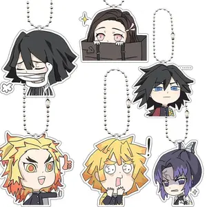 Q Version Tanjiro Nezuko Double Sided Key Chain Zenitsu Tsuyuri Kanawo Kochou Anime Character Bag Decoration Accessory Keyring
