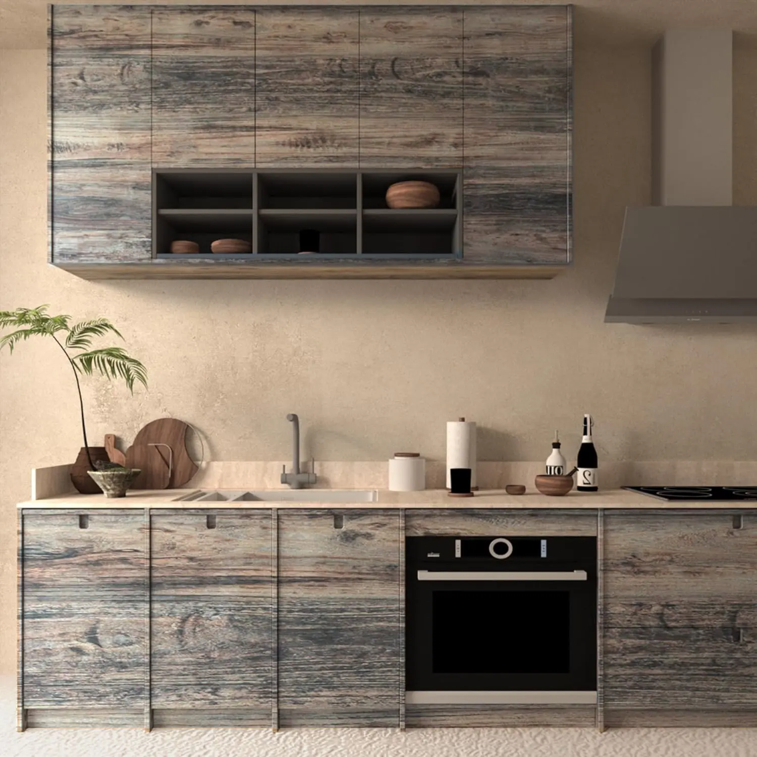 CHEERMO 3d Wood Grain Farmhouse Wallpaper, 15.75x196.85 Inch Self-Adhesive Thick Waterproof Wall Paper, Ideal for Home Cabinet Renovation Decor