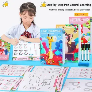 Focus Pen Control Training Cards, Erasable Number and Letter Set, Step-By-Step Writing Practice, Enhance Motor Skills