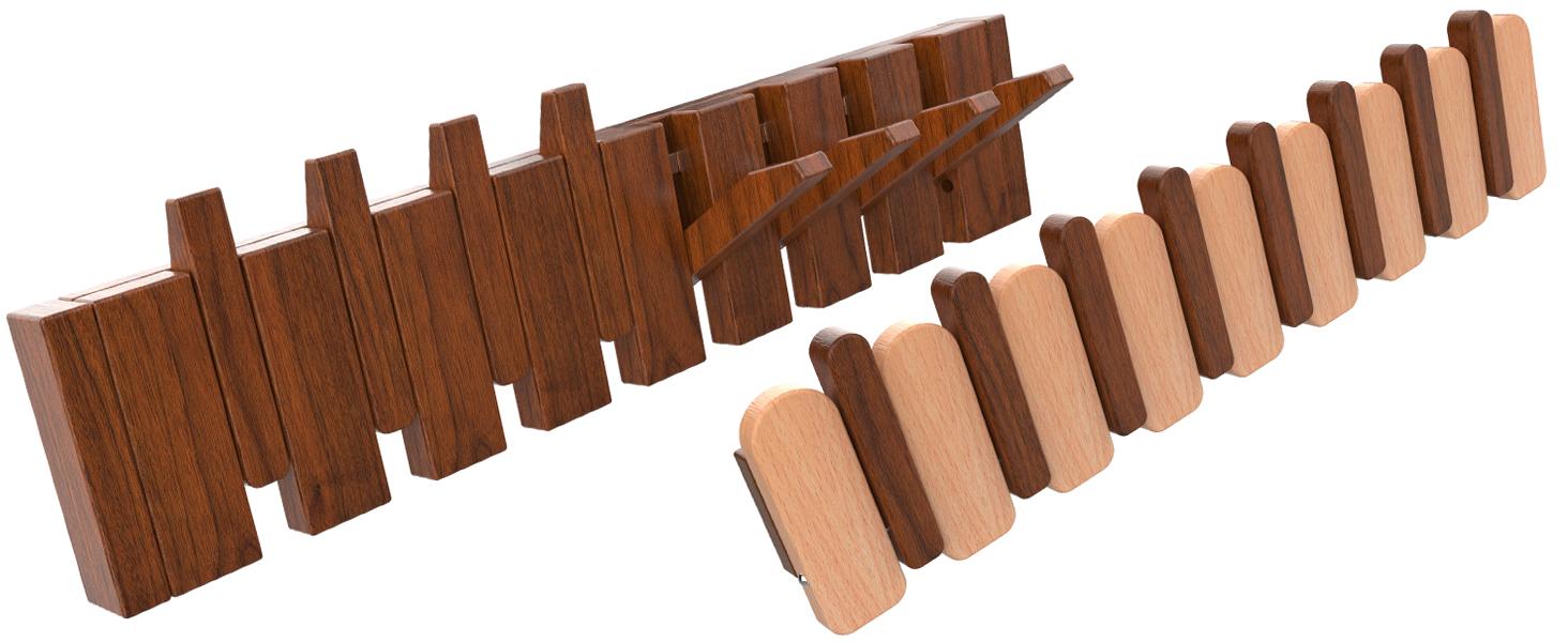 Tlongxia【Innovate Beech-8 Hooks Piano Key Hanger, with Tray Table, can Hold Small Ornaments, Photo Albums, Flower pots 4 Piano Hooks+3 Round Hooks+1 Tray Table