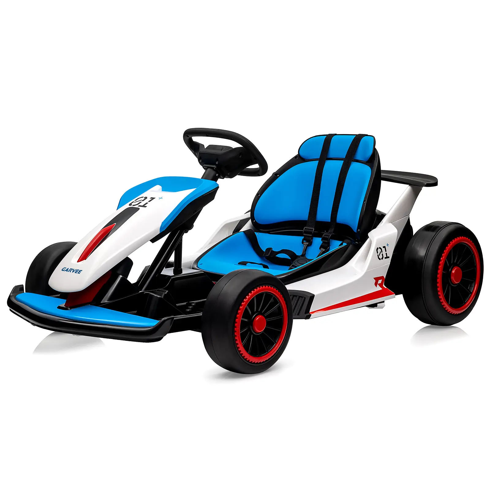 Electric Drift Kart Car with Adjustable Seat, 24V 7Ah Outdoor Ride On Toy, 2 * 200W Motor, 8.1 MPH, LED Lights, Toy Race Car for Kids 6-12 Years Old