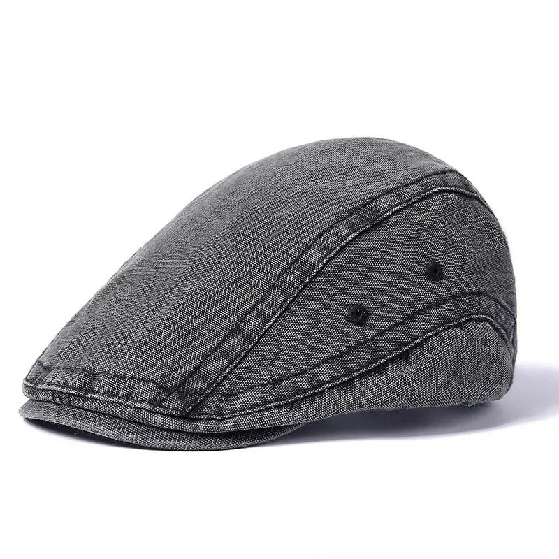 2025 New Styles Spring and Summer Retro Distressed Denim Men's Beret British-style Women's Visor Newsboy Cap and Painter's Hat