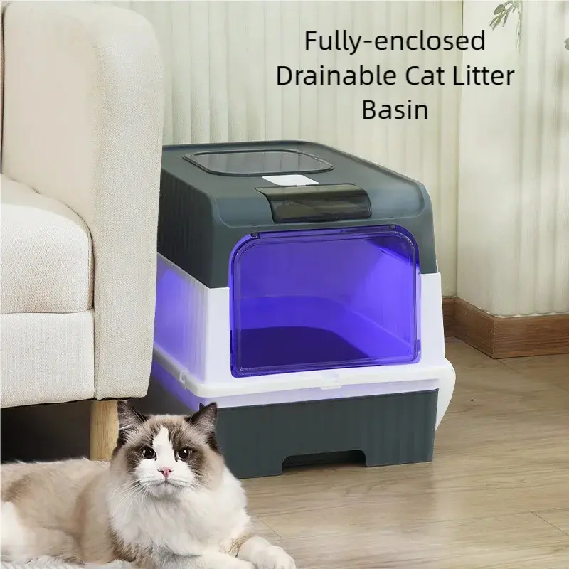 Cat Litter Box with Scoop, Large Foldable Litter Box with Lid, Front Entry Top Exit Kitty Box, Odor Control, Easy To Clean automatic litter box stainless steel litter box corn based litter breeze litter box litter box enclosure litter box flip-top dual