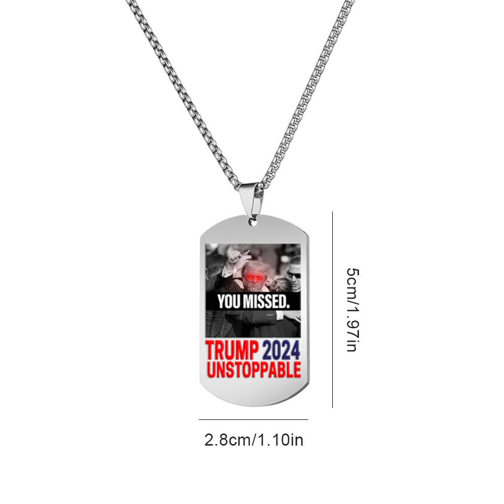 Never Stop Fighting Trump 2024 Necklace Shooting Makes Me Stronger US Flag Picture Glass Dome Pendant Necklace