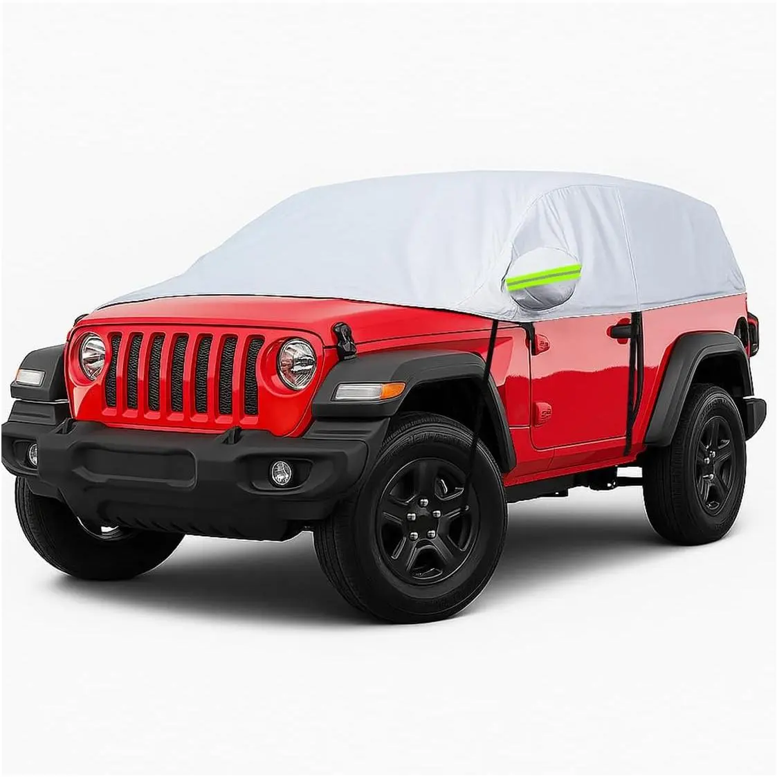 Half Car Cover for SUV, 161.4" Windproof Windshield Cover, Dustproof Auto Sunroof Covers with Reflective Straps, All Season Universal Waterproof Vehicle Window Sun Protector(SUV)