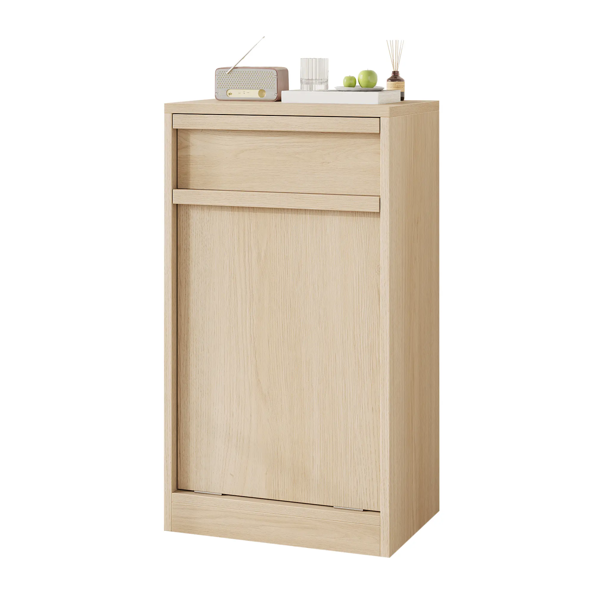 Garvee Pet-Proof Double Tilt Out Trash Can Cabinet – Hidden 10/20 Gallon Garbage Bin Storage Drawer – Freestanding Wooden Kitchen Trash Solution – Laundry, Bathroom, Living Room Home Storage