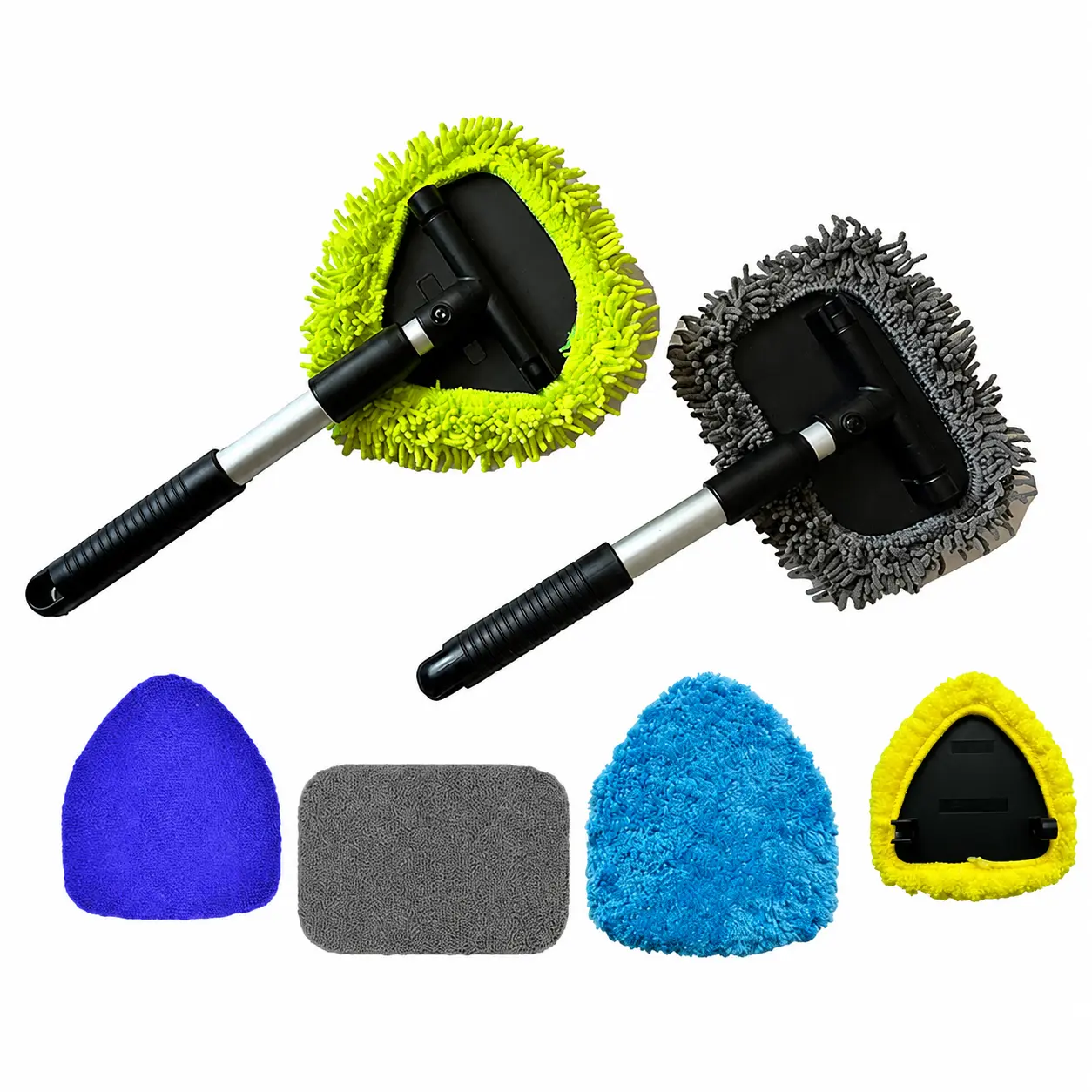 Extendable Windshield Cleaning Brush with Microfiber Cloth and Squeegee Blade for Car Windows, Fog Removal, Streak-Free Glass Cleaning, Compact Design for Home and Vehicle Use
