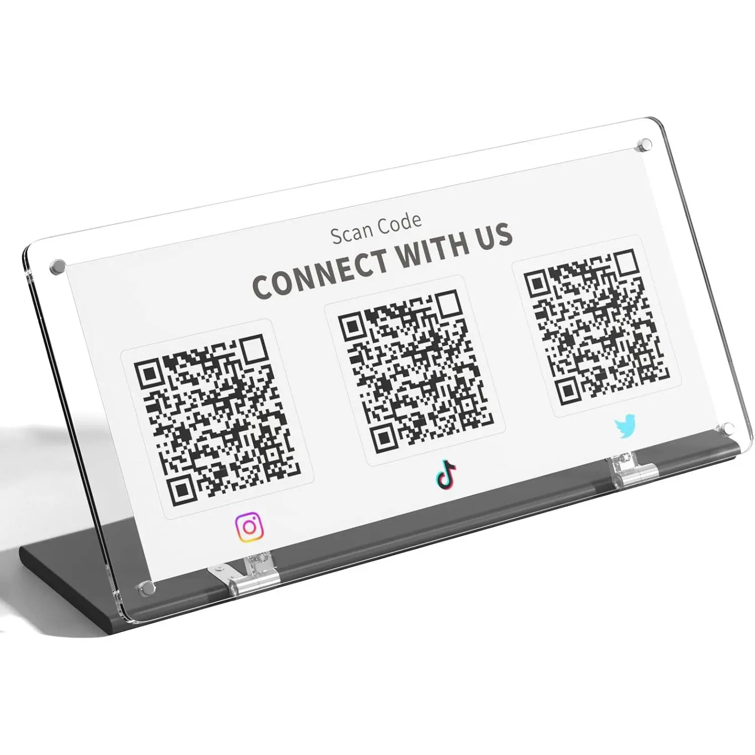 QR Code Stand: Foldable Slant  Sign Holder - Clear  Paper Display Standing for Office Store Studios