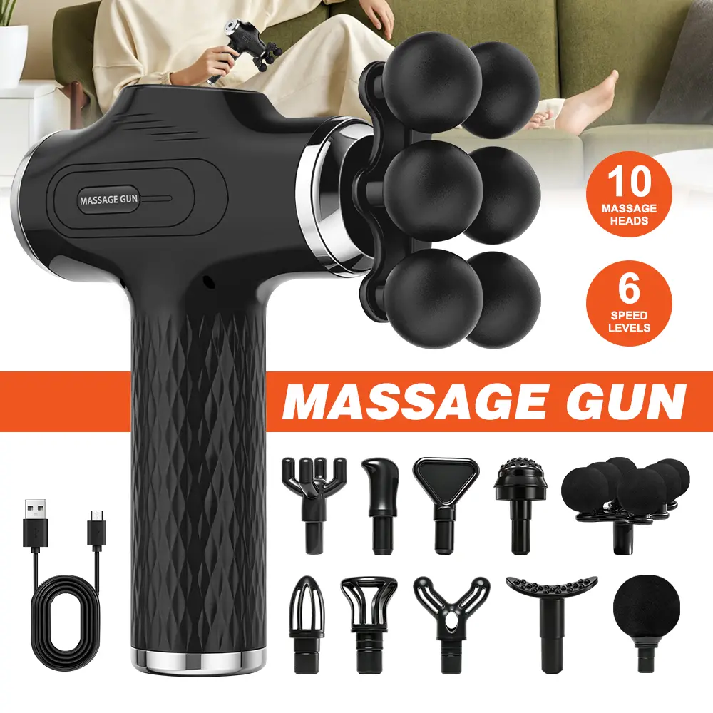 10-Head Fascia Gun, USB Rechargeable Massagers, Professional Massage Tool for Muscle Relief, High-Quality Design, Ideal for Athletes & Fitness Enthusiasts, Cordless Rechargeable Massagers
