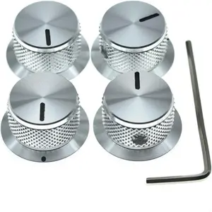 4-Pack Set Screw Style Aluminium Potentiometer Knobs 1/4"  Top Hat Knobs  Volume Tone Control Knobs for Guitar/Bass/AMPS/Preamps  with